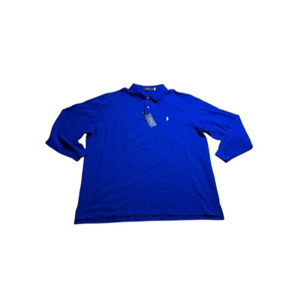 Polo Ralph Lauren Mens Size 3XB Long Sleeve Polo Shirt  Blue Mesh Classic Preppy